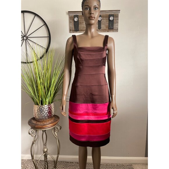 JAX Square Neckline Satin Cocktail Dress Size 10 - Picture 2 of 12